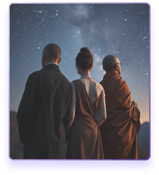 People looking at night sky